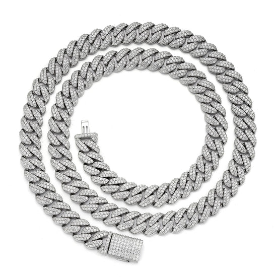 Sterling Silver Moissanite 10Mm Cuban Chain 22 Inch RP 13-5/8 Cttw