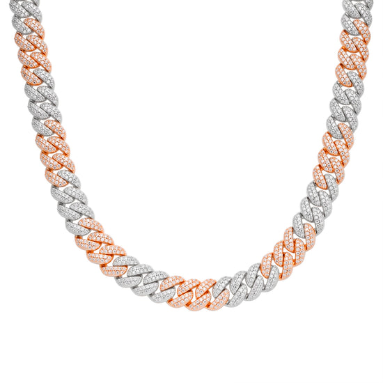 Sterling Silver Moissanite 10mm Cuban Chain 22 Inch Necklace RP+PP 13-5/8 Cttw