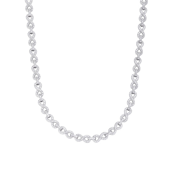 Sterling Silver 6mm Round Moissanite Infinity 18 Inch Designer Necklace RP 7-1/8 Cttw