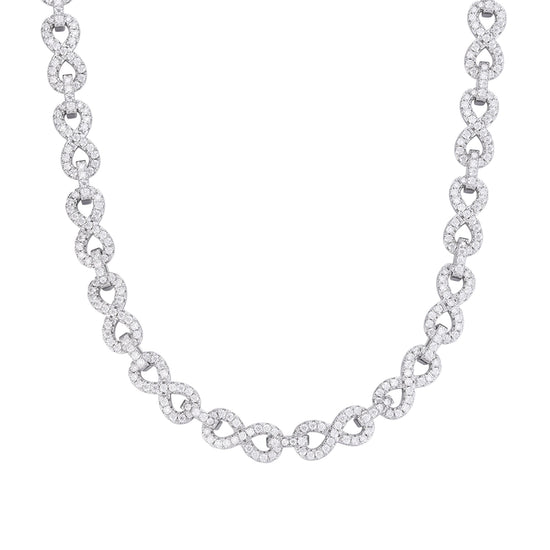Sterling Silver 8mm Round Moissanite Infinity 22 Inch Designer Necklace RP 12 Cttw