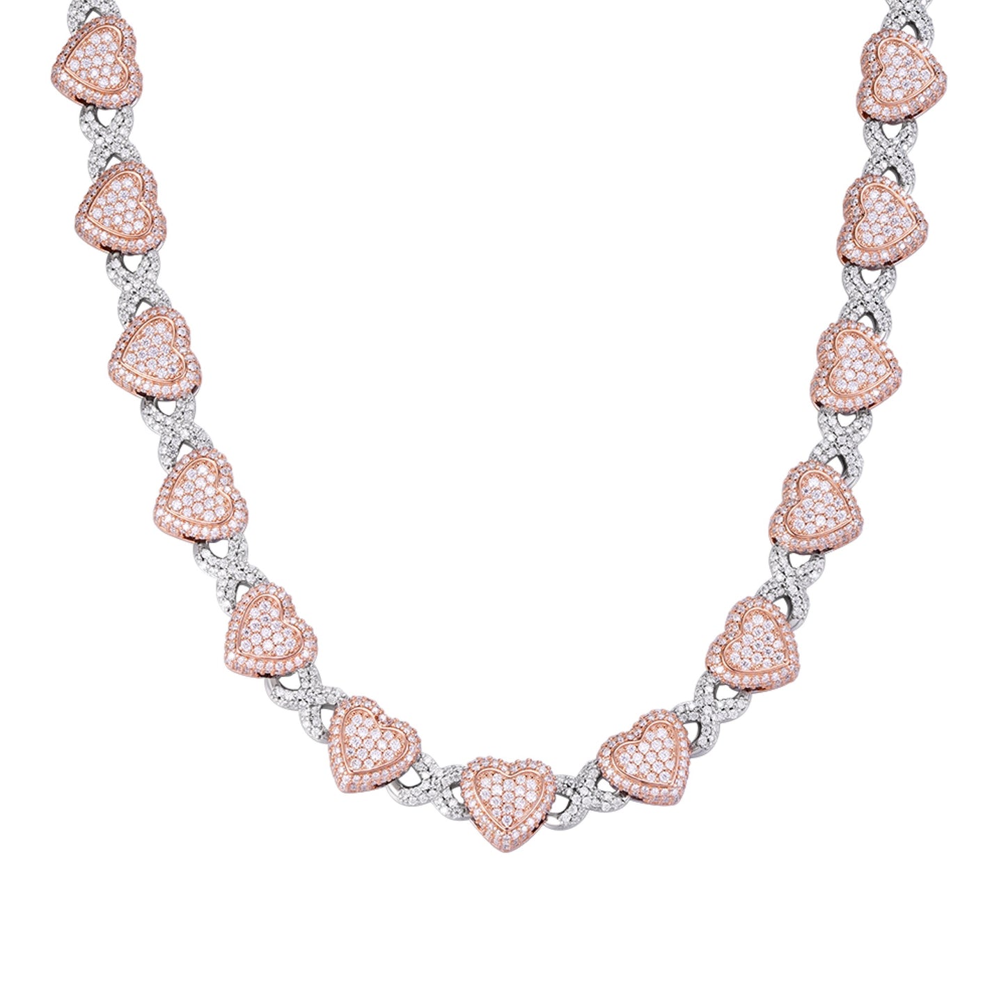 Sterling Silver Round Moissanite Infinity Heart Designer 18 Inch Necklace RP+PP 19 Cttw