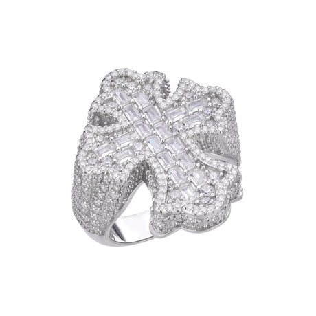 Moissanite Baguette Cross Ring