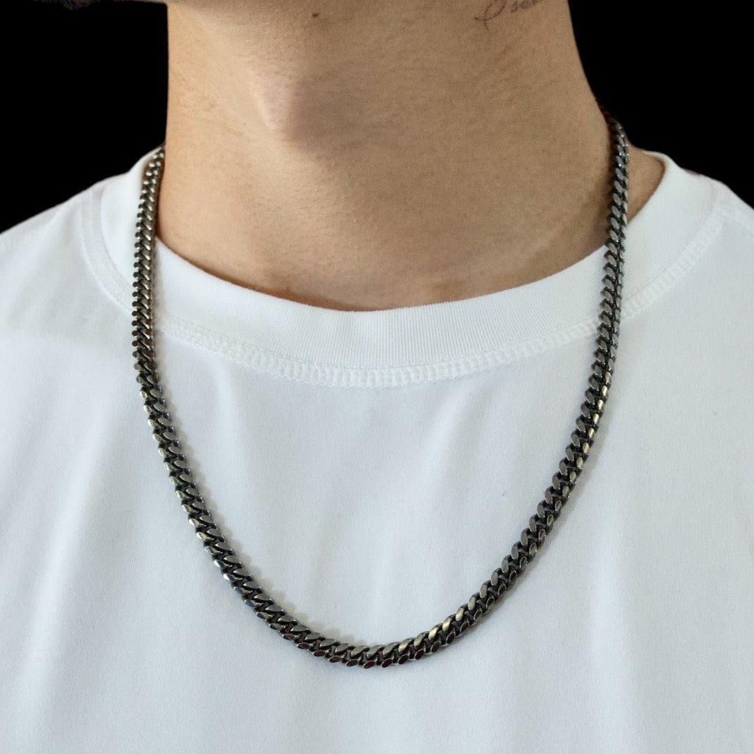 Silver Black Rhodium Cuban Link Chain 6mm