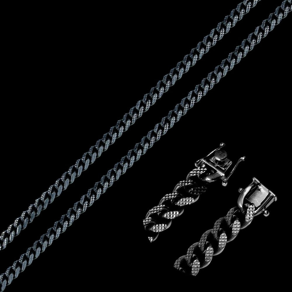 Silver Black Rhodium Cuban Link Chain 6mm