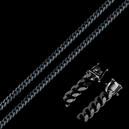 Silver Black Rhodium Cuban Link Chain 6mm