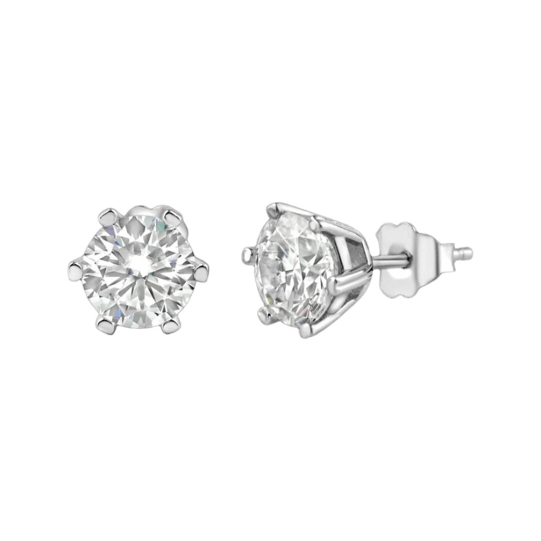Moissanite 6-Prong Round Earrings