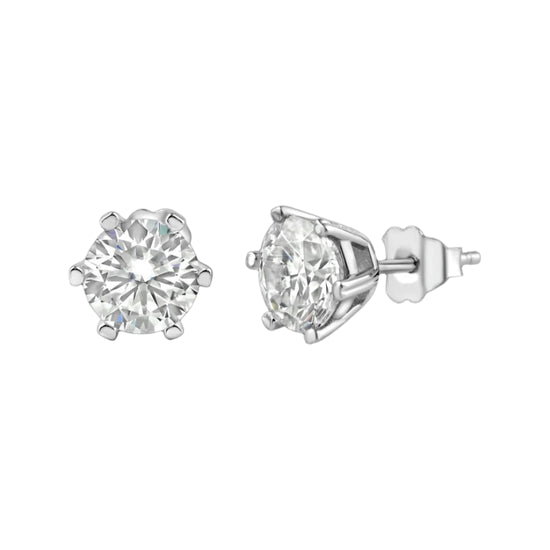 Moissanite 6-Prong Round Earrings