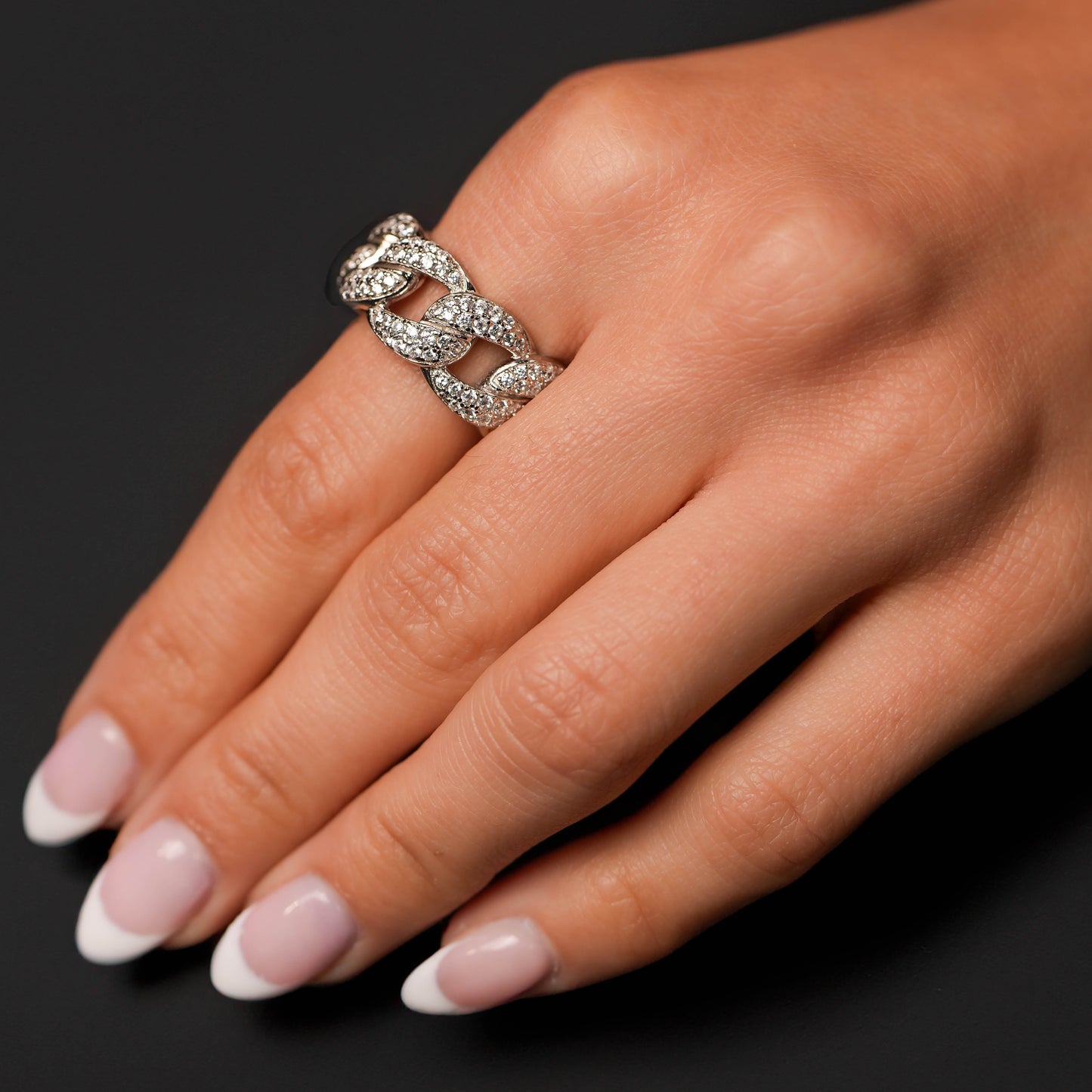 Iced Silver Cuban Link Ring 10mm